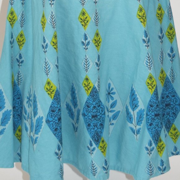 Viola Anthropologie Rare "Blue Jay Skirt" Retro Blue/Teal Skirt Size 2 - Picture 5 of 8